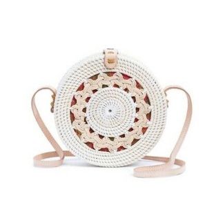 Amerii Wicker Rattan Crossbody Bag White